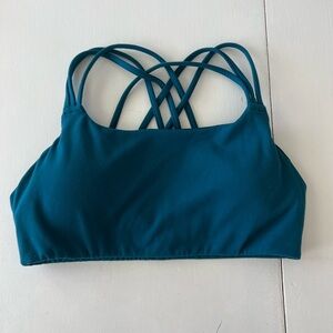 Athleta Blue Strappy Sports Bra with Criss-Cross Back